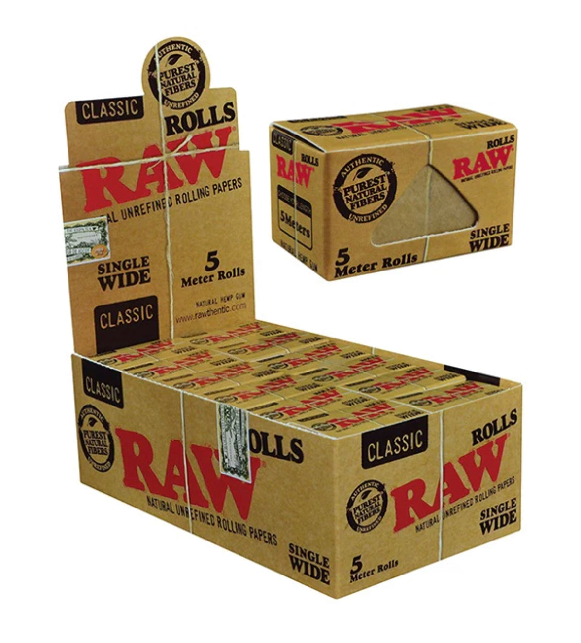 RAW Single Wide Classic 5M Roll 24 PK