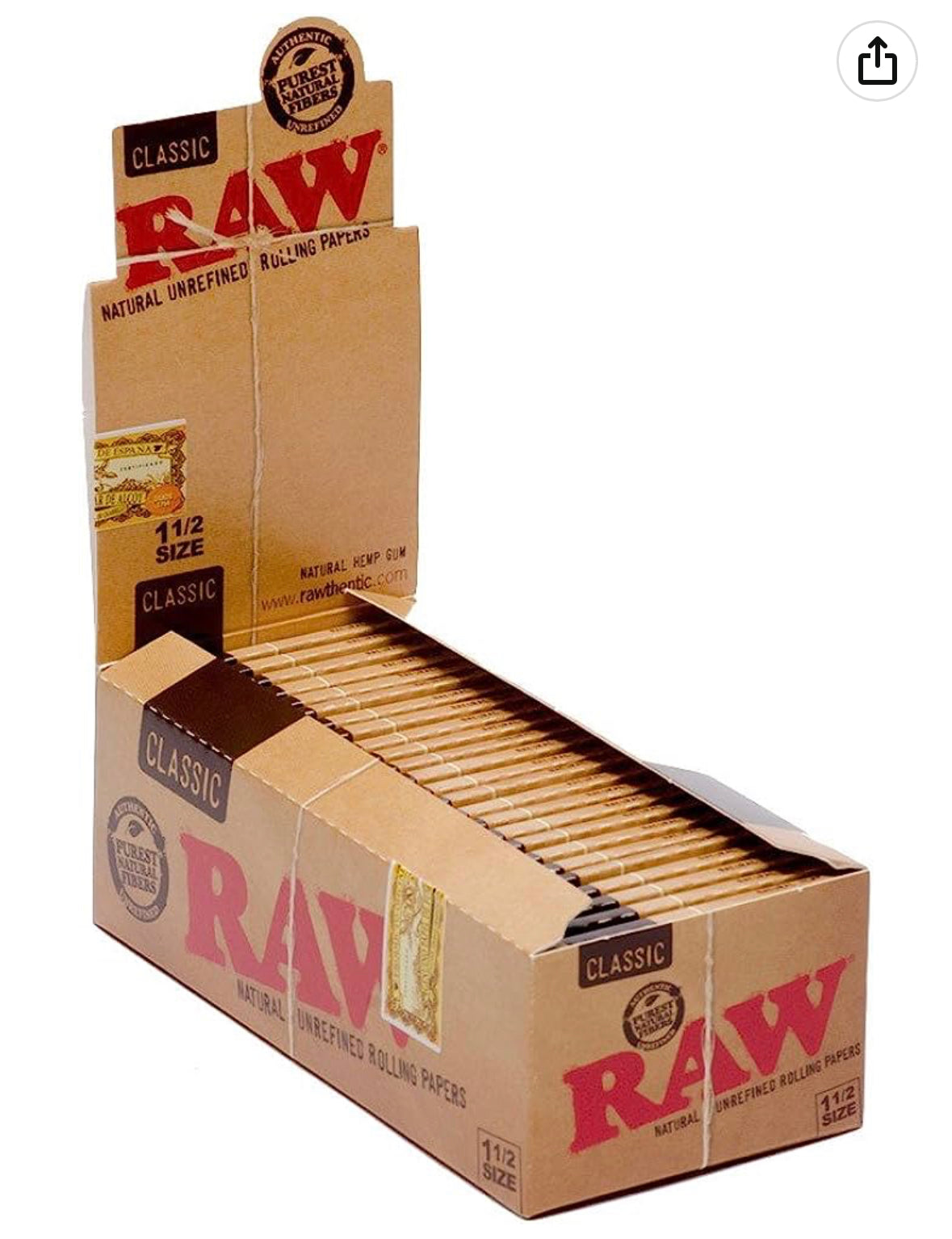 Raw Classic 1 1/2 Size Rolling Paper, 33 Count (Pack of 25)