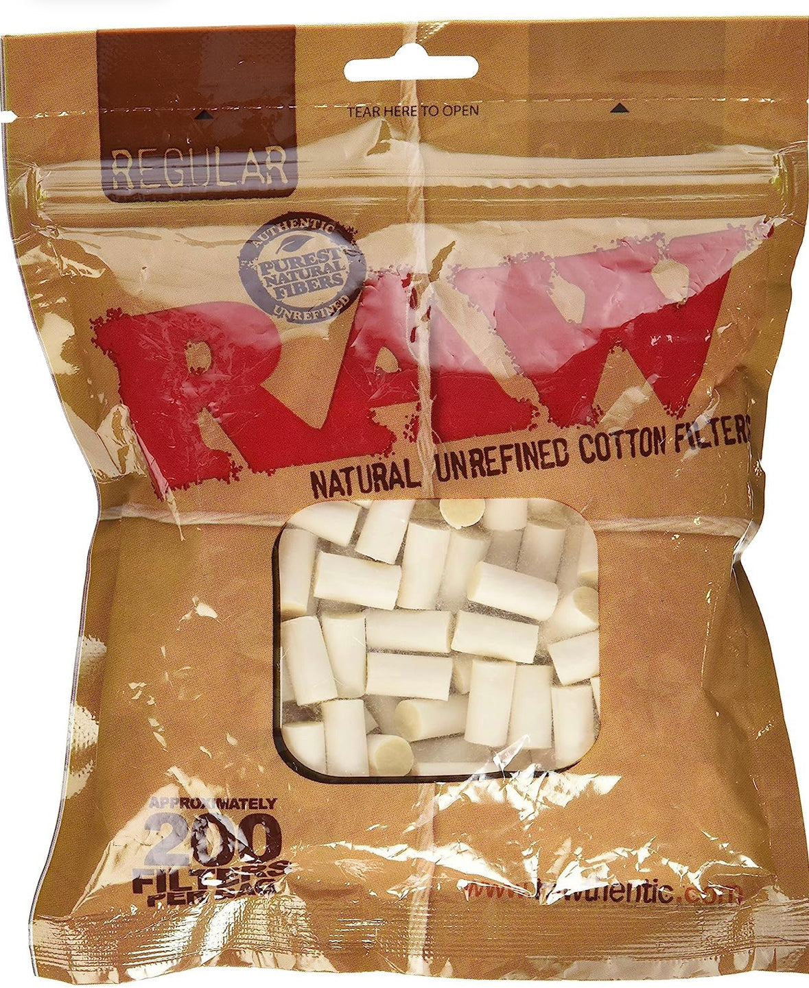 Raw Natural Unrefined Cotton Filters (200-Pack)