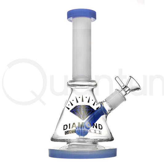 Silver Diamond: Glass Water Pipe Beaker Bong - 12.5" Tall